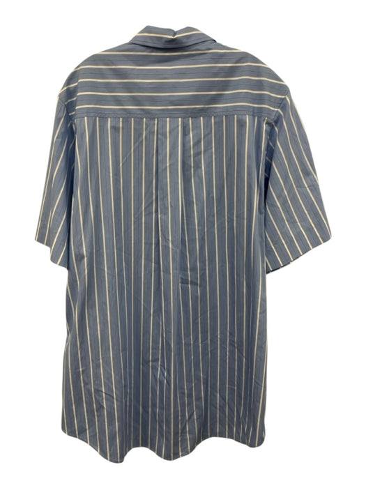 COS Size 6 Blue & White Cotton 1/2 Sleeve Stripe Buttons Midi Dress Blue & White / 6