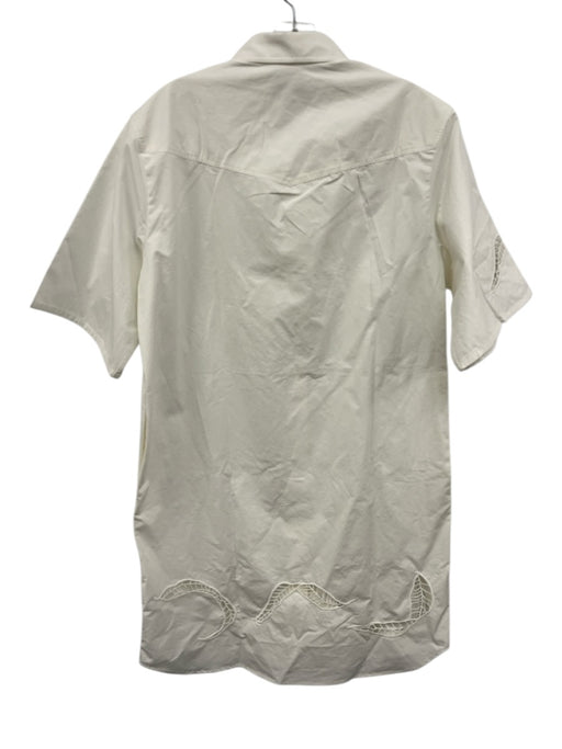 COS Size 6 Cream White Cotton 1/2 Sleeve Lace Cut Out Buttons Shirt Dress Cream White / 6