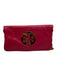 Tory Burch Hot Pink & Gold Pebble Leather Magnetic  Flap Logo Shoulder Bag Hot Pink & Gold / S