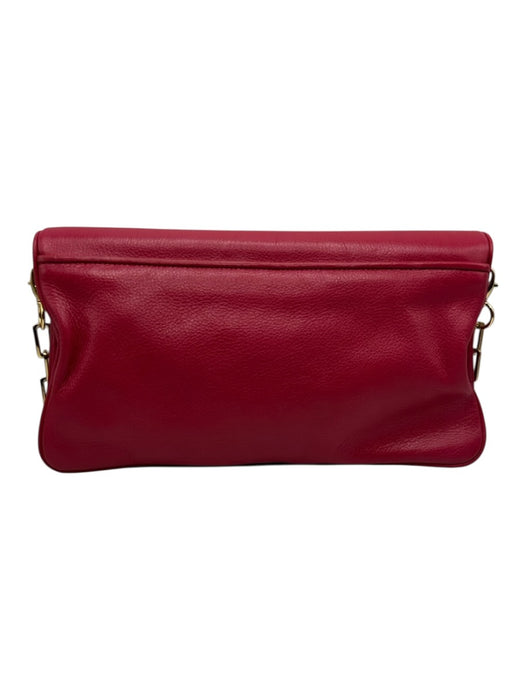 Tory Burch Hot Pink & Gold Pebble Leather Magnetic  Flap Logo Shoulder Bag Hot Pink & Gold / S