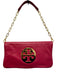 Tory Burch Hot Pink & Gold Pebble Leather Magnetic  Flap Logo Shoulder Bag Hot Pink & Gold / S