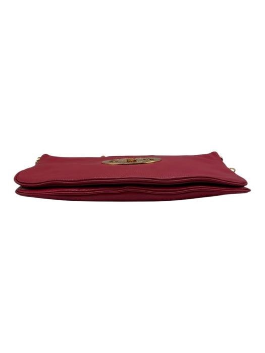 Tory Burch Hot Pink & Gold Pebble Leather Magnetic  Flap Logo Shoulder Bag Hot Pink & Gold / S