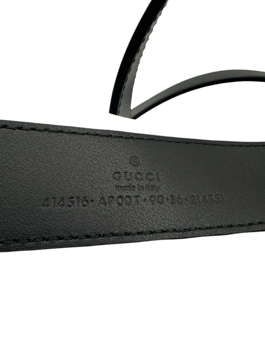 Gucci Black & Brass Leather Logo GG Marmont Belts Black & Brass / 90/36"