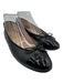 Chanel Shoe Size 39.5 Black Leather & Patent Leather Cap Toe Logo Flats Black / 39.5