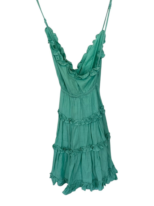 Mustard Seed Size L Aqua Polyester Spaghetti Strap Ruffles Racerback Dress Aqua / L