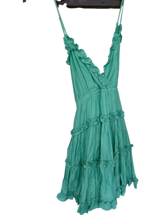 Mustard Seed Size L Aqua Polyester Spaghetti Strap Ruffles Racerback Dress Aqua / L