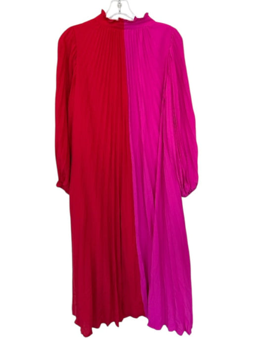 Crosby Size XXS Red & Pink Polyester Long Balloon Sleeve Color Block Maxi Dress Red & Pink / XXS