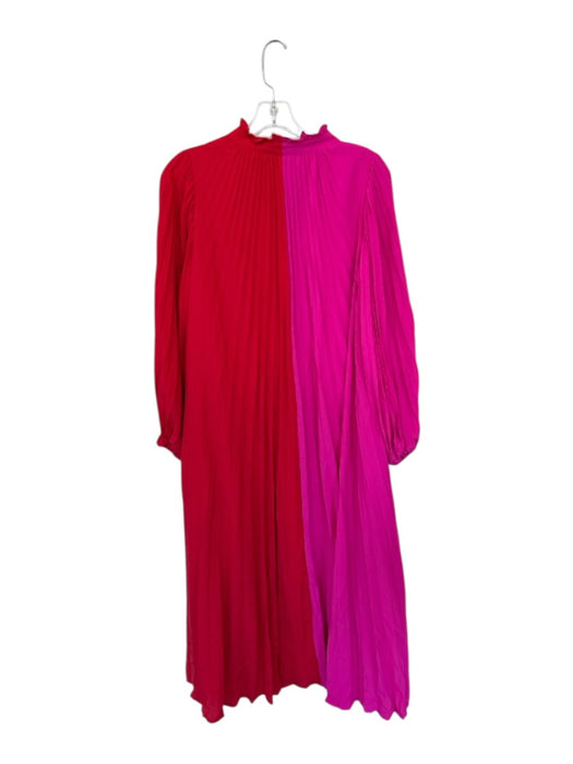 Crosby Size XXS Red & Pink Polyester Long Balloon Sleeve Color Block Maxi Dress Red & Pink / XXS