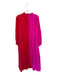 Crosby Size XXS Red & Pink Polyester Long Balloon Sleeve Color Block Maxi Dress Red & Pink / XXS