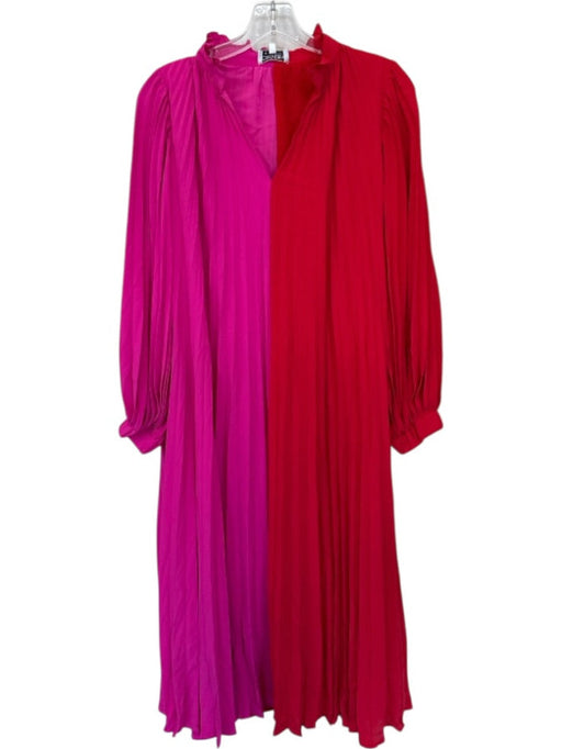 Crosby Size XXS Red & Pink Polyester Long Balloon Sleeve Color Block Maxi Dress Red & Pink / XXS
