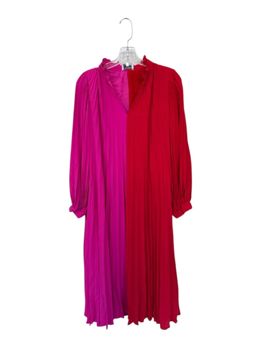 Crosby Size XXS Red & Pink Polyester Long Balloon Sleeve Color Block Maxi Dress Red & Pink / XXS