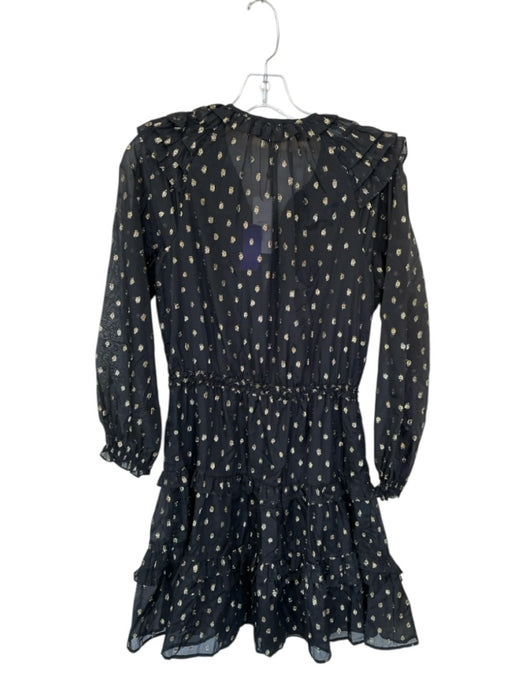 Current Air Size S Black & Gold Polyester Long Balloon Sleeve Metallic Dress Black & Gold / S