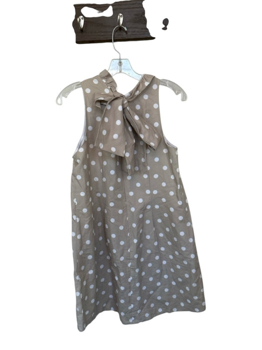 Tyler Boe Size M Taupe & White Cotton Blend Sleeveless Polka Dot Back Tie Dress Taupe & White / M