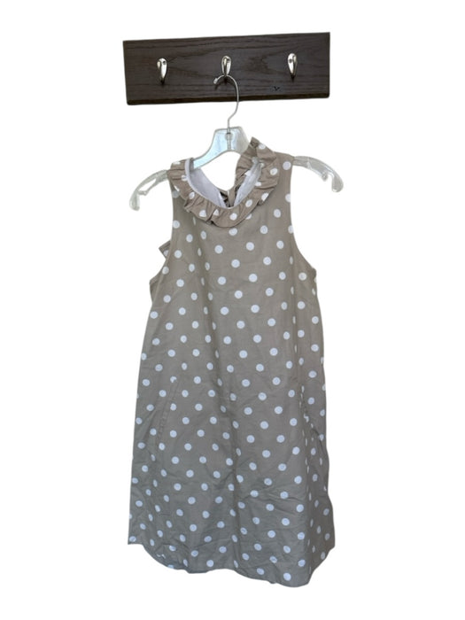 Tyler Boe Size M Taupe & White Cotton Blend Sleeveless Polka Dot Back Tie Dress Taupe & White / M
