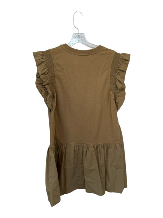 English Factory Size S Tan Cotton Flutter Sleeves Dress Tan / S