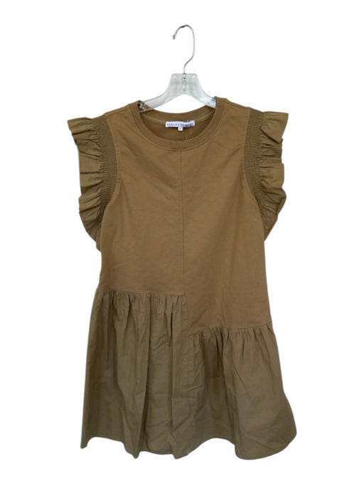 English Factory Size S Tan Cotton Flutter Sleeves Dress Tan / S