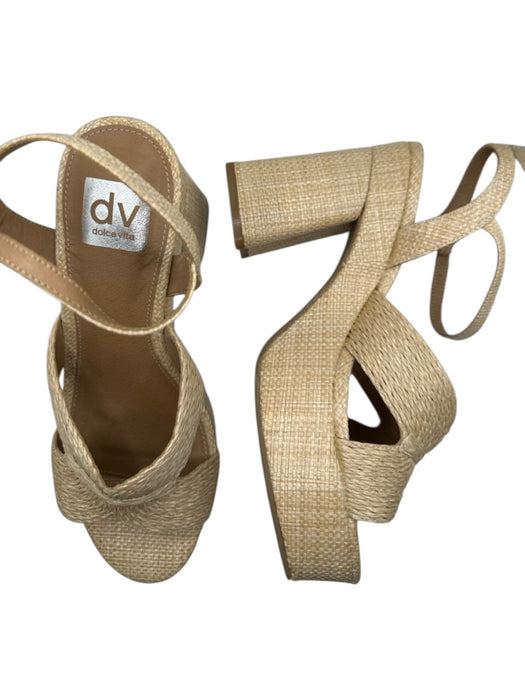 Dolce Vita Shoe Size 8 Tan Straw Platform Block Heel Sandals Tan / 8