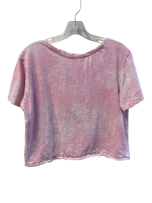 Love Shack Fancy Size M Pink Cotton Round Neck Short Sleeve Heathered Top Pink / M