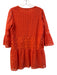 Tyler Boe Size S Orange Cotton Lace Overlay V Neck Trumpet Sleeve Dress Orange / S