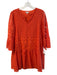 Tyler Boe Size S Orange Cotton Lace Overlay V Neck Trumpet Sleeve Dress Orange / S