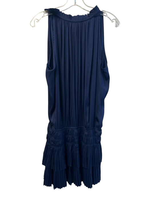 Current Air Size M Navy Polyester Tie V Neck Sleeveless Drop Waist Pleated Dress Navy / M