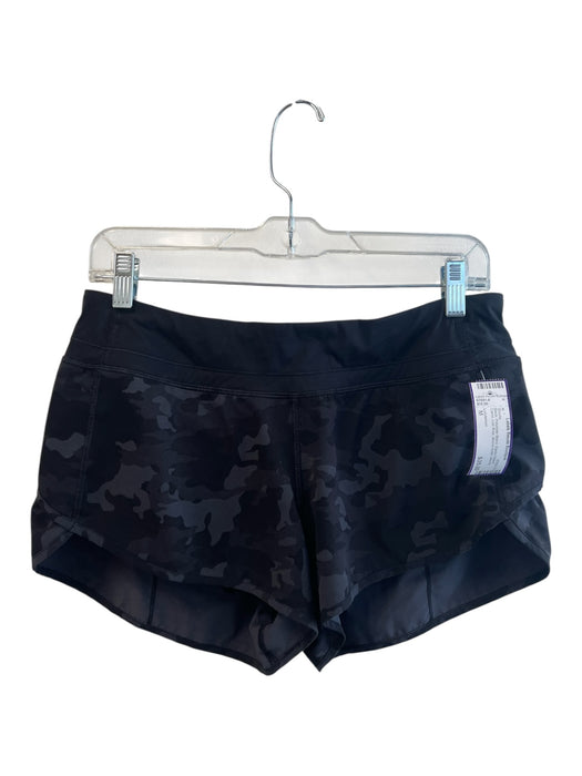 Lululemon Size M Black Polyester Blend Elastic Waist Camo Low Rise Shorts Black / M