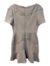 Reiss Size 8 Warm Gray Polyester Boat Neck Short Sleeve Back Zip Textured Dress Warm Gray / 8