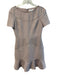 Reiss Size 8 Warm Gray Polyester Boat Neck Short Sleeve Back Zip Textured Dress Warm Gray / 8