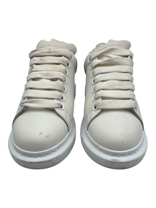 Alexander McQueen Shoe Size 38.5 White & Rose Gold Leather Lace Up Sneakers White & Rose Gold / 38.5