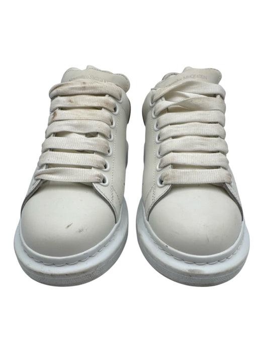 Alexander McQueen Shoe Size 38.5 White & Rose Gold Leather Lace Up Sneakers White & Rose Gold / 38.5
