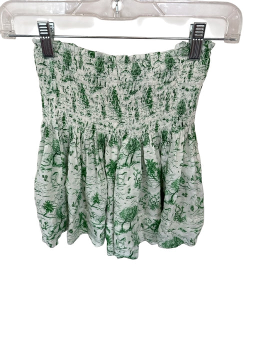 Koch Size XS White & Green Flora & Fauna Scrunch Waist Shorts White & Green / XS