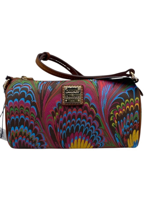 Dooney & Bourke Brown & Multi PVC Blend Crossbody All Over Print Zip Close Bag Brown & Multi / S