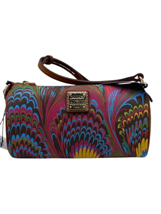 Dooney & Bourke Brown & Multi PVC Blend Crossbody All Over Print Zip Close Bag Brown & Multi / S
