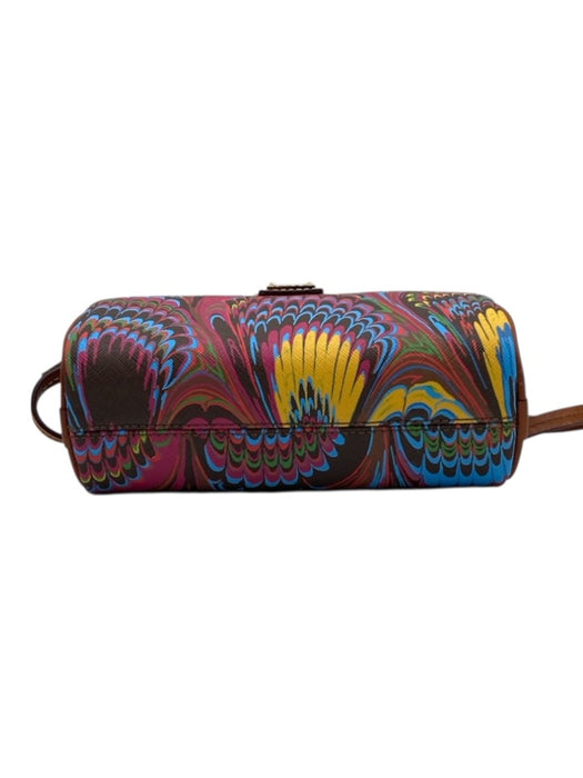 Dooney & Bourke Brown & Multi PVC Blend Crossbody All Over Print Zip Close Bag Brown & Multi / S
