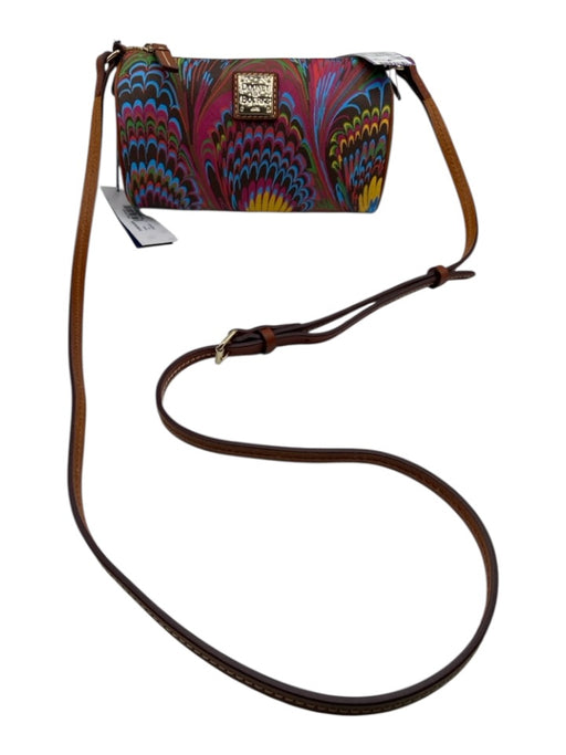 Dooney & Bourke Brown & Multi PVC Blend Crossbody All Over Print Zip Close Bag Brown & Multi / S