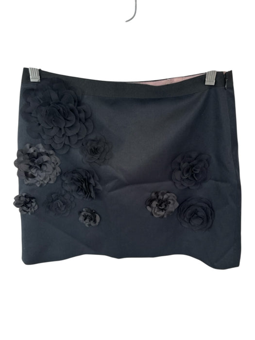 Loveshackfancy Size 2 Black Polyester Flower Detail Side Zip Mini Skirt Black / 2