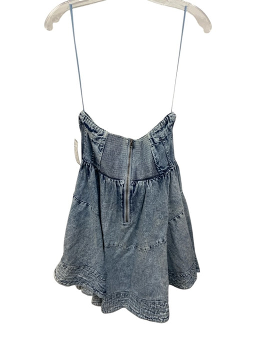 Free People Size M Acid Wash Cotton Tube Top Elastic Back Corset Front Dress Acid Wash / M