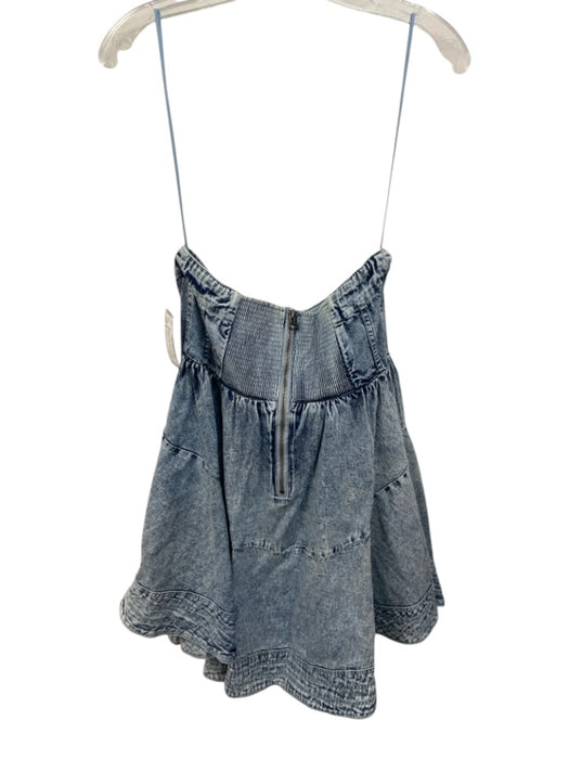 Free People Size M Acid Wash Cotton Tube Top Elastic Back Corset Front Dress Acid Wash / M