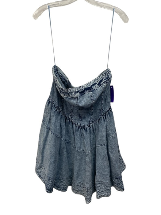 Free People Size M Acid Wash Cotton Tube Top Elastic Back Corset Front Dress Acid Wash / M