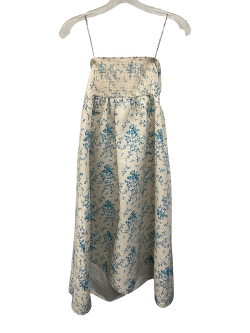 Sachin & Babi Size 12 White & Blue Polyester Tube Top Elastic Back Dress White & Blue / 12