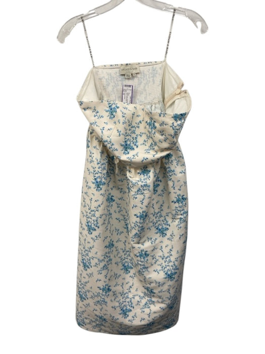 Sachin & Babi Size 12 White & Blue Polyester Tube Top Elastic Back Dress White & Blue / 12