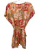 Free People Size L Pink, Orange, Red Modal V Neck sash tie Floral design Dress Pink, Orange, Red / L