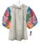 THML Size S White & Multi Cotton Floral Embroidered 1/2 Puff Sleeve Top White & Multi / S