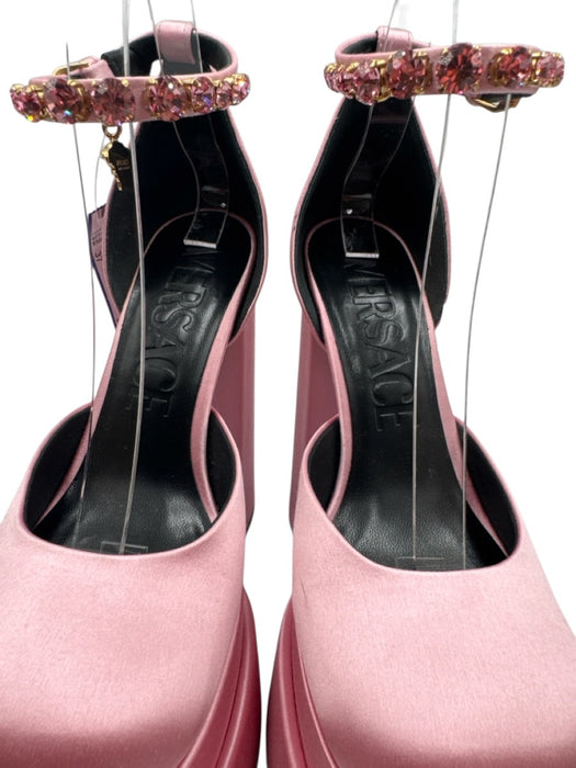 Versace Shoe Size 37 Light Pink Satin Upper Crystal Straps Ankle Buckle Pumps Light Pink / 37