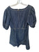 Loft Size 10 Dark Blue Cotton Blend Denim Puff Sleeve Back Zip Mini Dress Dark Blue / 10
