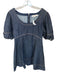 Loft Size 10 Dark Blue Cotton Blend Denim Puff Sleeve Back Zip Mini Dress Dark Blue / 10
