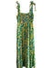 THML Size S Green Multi Rayon Blend Sleeveless Square Neck Tie Strap Dress Green Multi / S