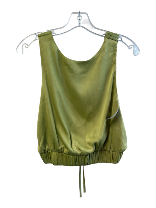 Lulus Size M Green Polyester Sleeveless Square Neck Tie Back Cropped Top Green / M