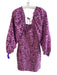 Free People Size S Purple Cotton Balloon Sleeve Floral Shirred Above Knee Dress Purple / S