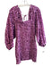 Free People Size S Purple Cotton Balloon Sleeve Floral Shirred Above Knee Dress Purple / S